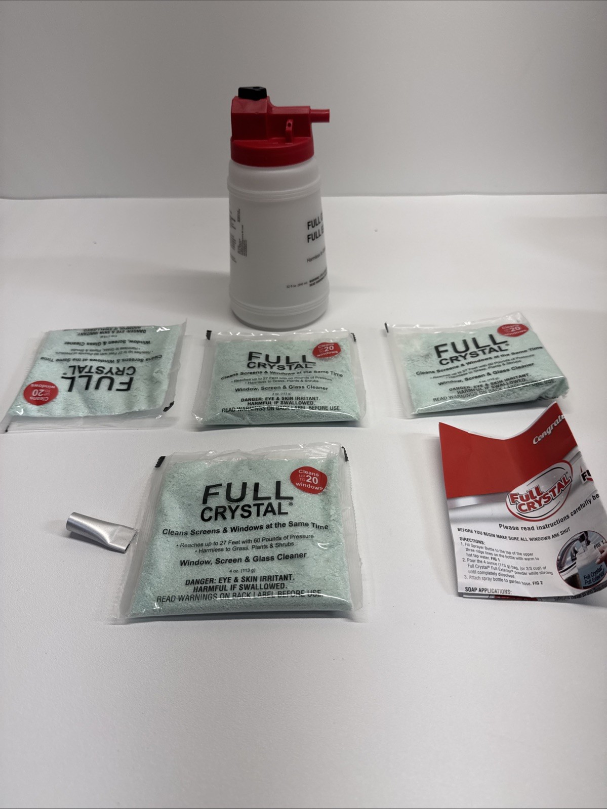 Fuller Brush Full Crystal Full Exterior Sprayer Kit w/ 4 Window Cleaner Refills