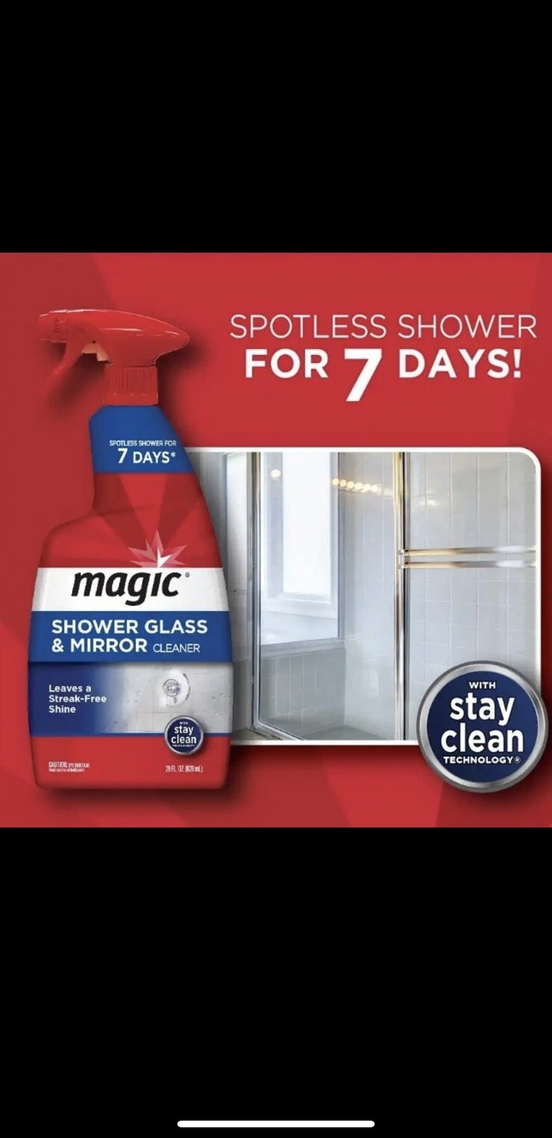 Magic SHOWER GLASS MIRROR Mold Stains CLEANER Fog Free & Spotless 28 oz. Pack