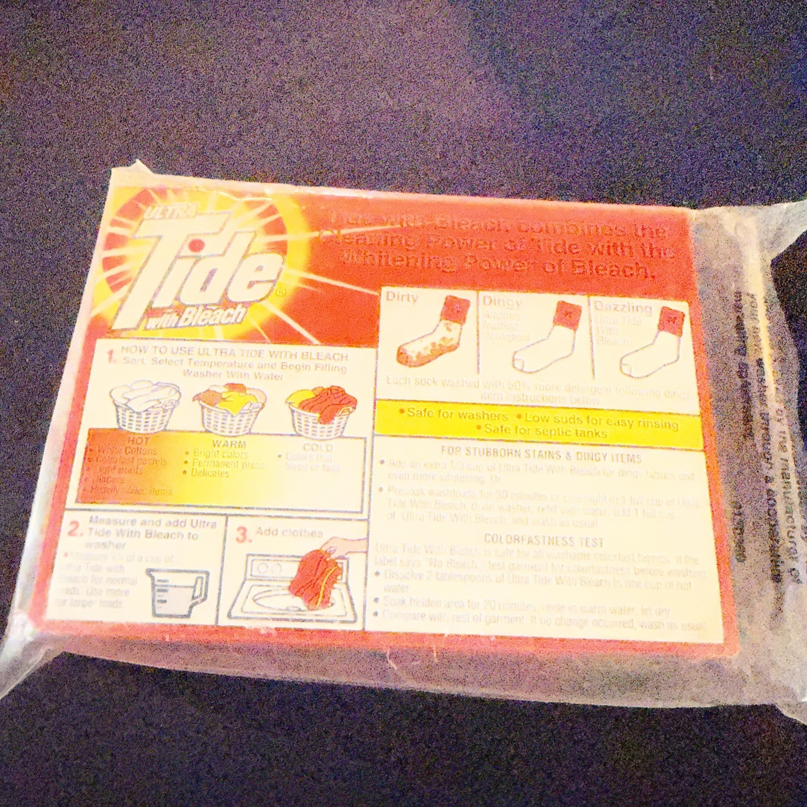 Tide Ultra with bleach Laundry Detergent Powder Original scent 9.9 Oz Sample New
