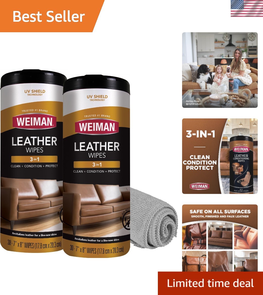 Multi-Action Leather Care Wipes – Protect and Revitalize with Microfiber Cloth