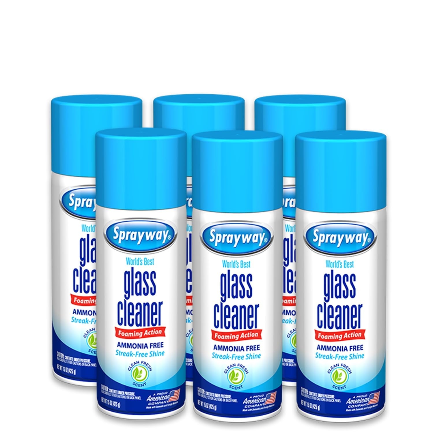 Sprayway Glass Cleaner Foaming Aerosol Spray 15oz Pack of 6 Ammonia Free