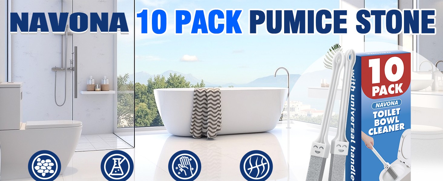 10 Pa Pumice Stone Toilet Bowl Cleaner with 2 Extra Long Handle