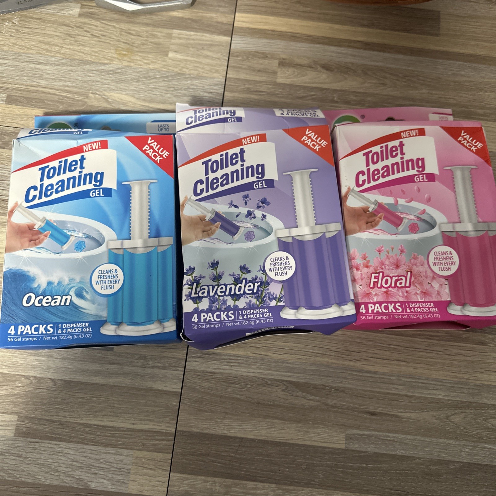 Air Fusion Ocean Fresh Scent Toilet Cleaning Gel 56 Stamps 6.43oz 4 Pack Bundle