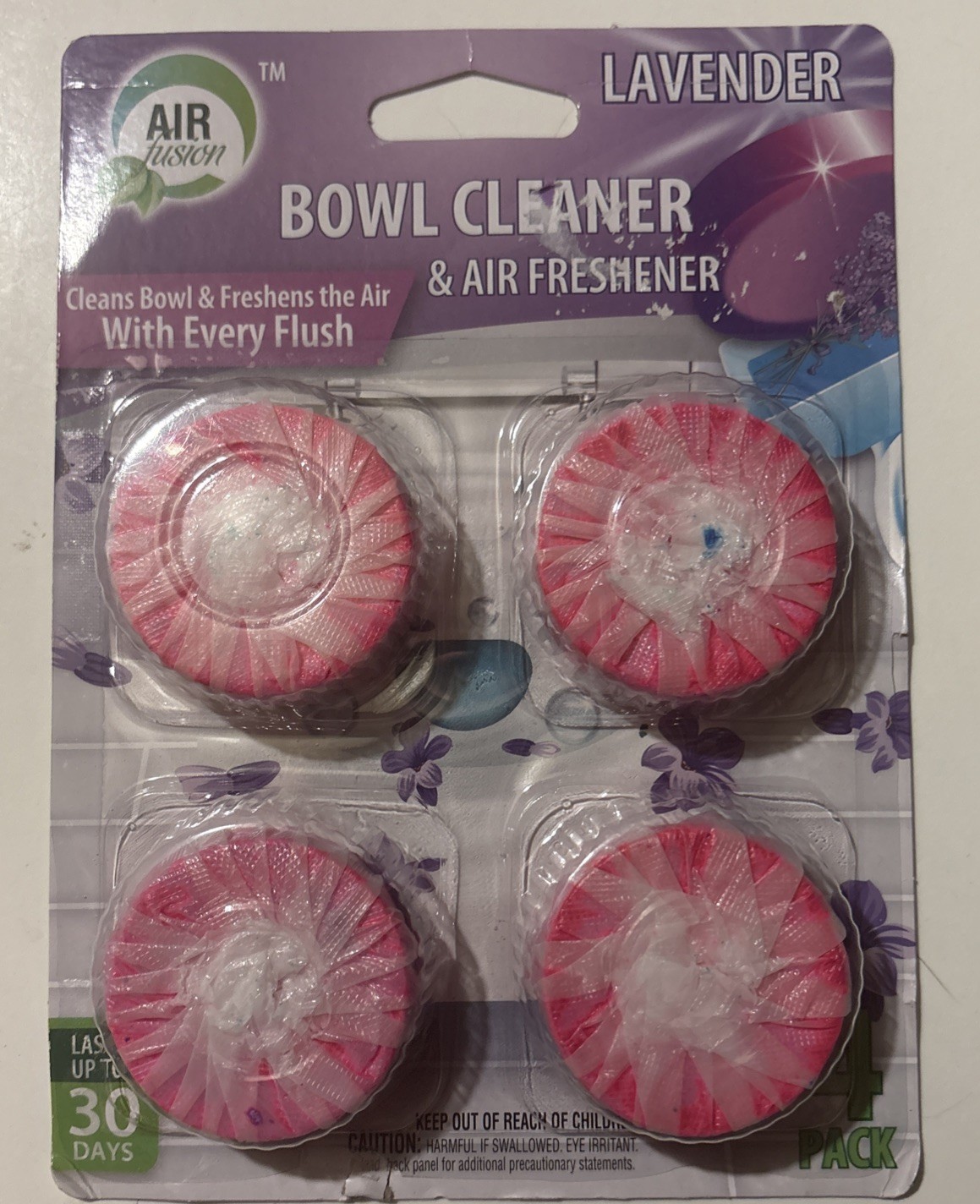 Air Fusion Lavender Toilet Bowl Cleaner Tablets 4 Pack Deodorizer Lot Of 2