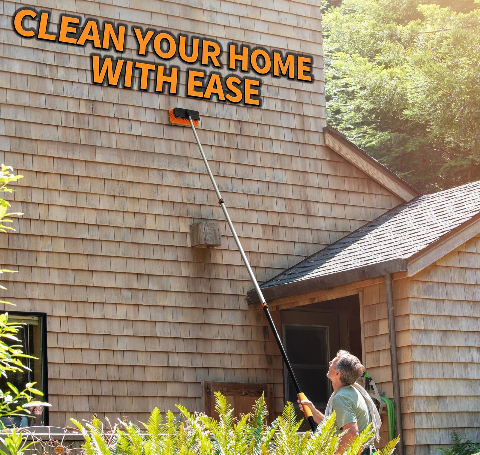 20 Foot Exterior House Cleaning Brush Set with 4-12 ft Extension Pole // Viny…