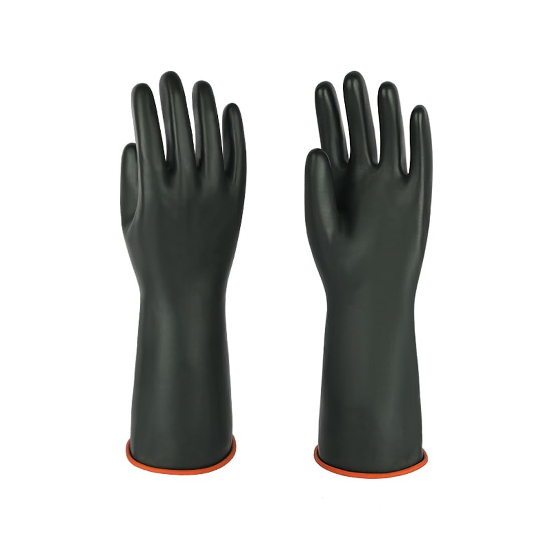 Heavy-Duty Latex Chemical Resistant Gloves – Reusable Long Rubber 14”, Black