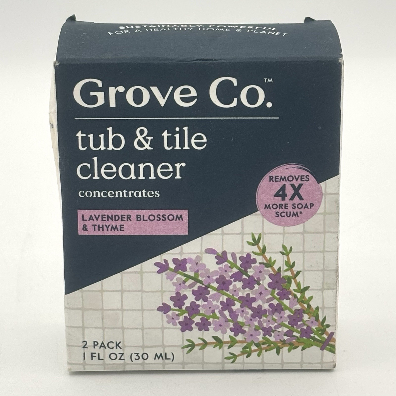 Grove Co. Tub & Tile Cleaning Concentrate – Lavender Blossom & Thyme- 2pk/2fl oz