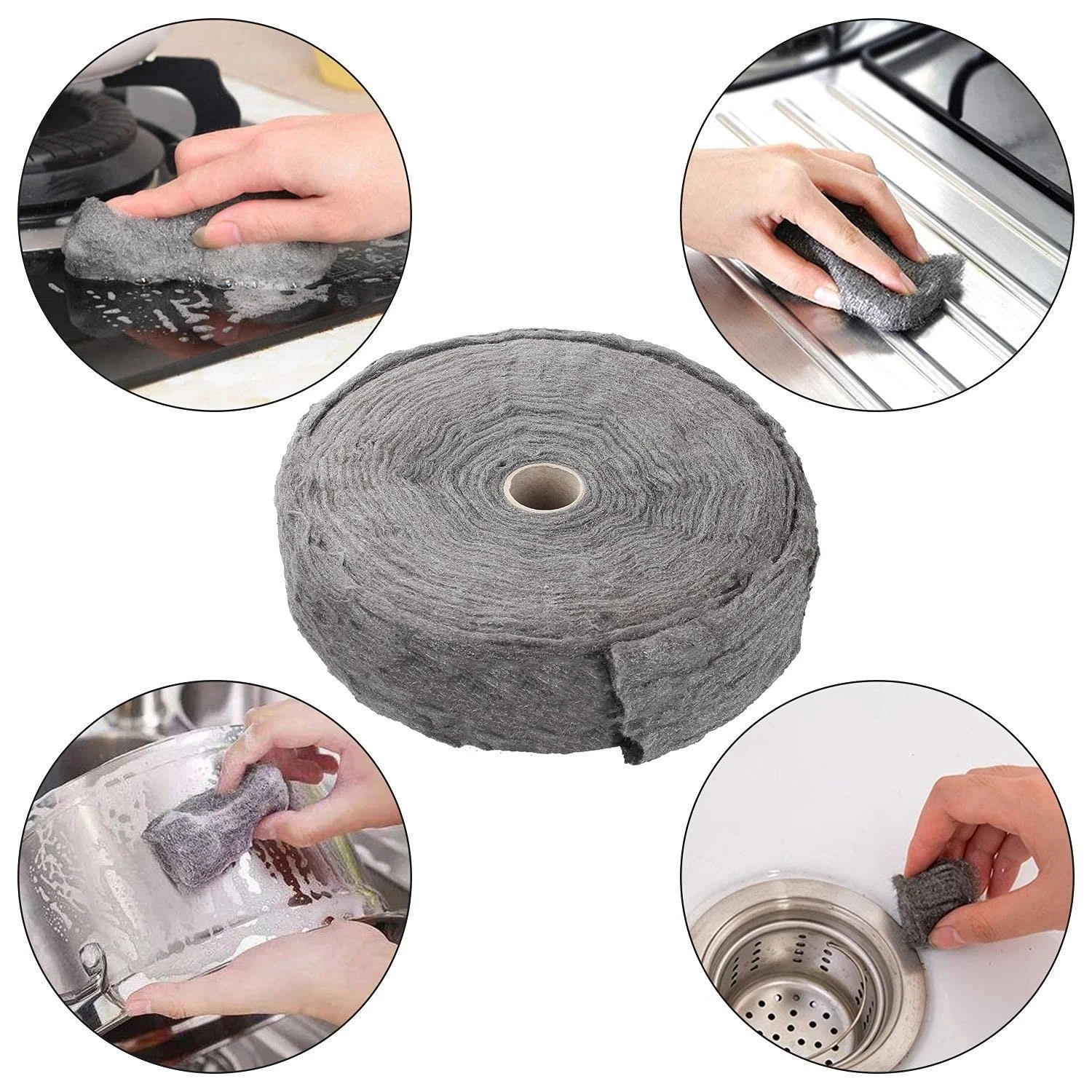 0000 Steel Wool 5lb Steel Wool Roll for Cleaning, Remove Rust, Buffing Wood a…
