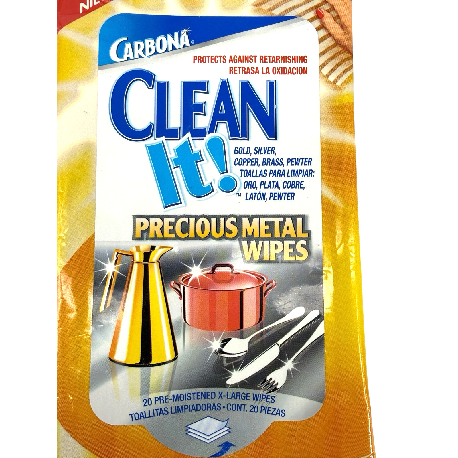 Carbona Clean It Precious Metal Wipes 20 XL Sheets Discontinued, Germany 2003