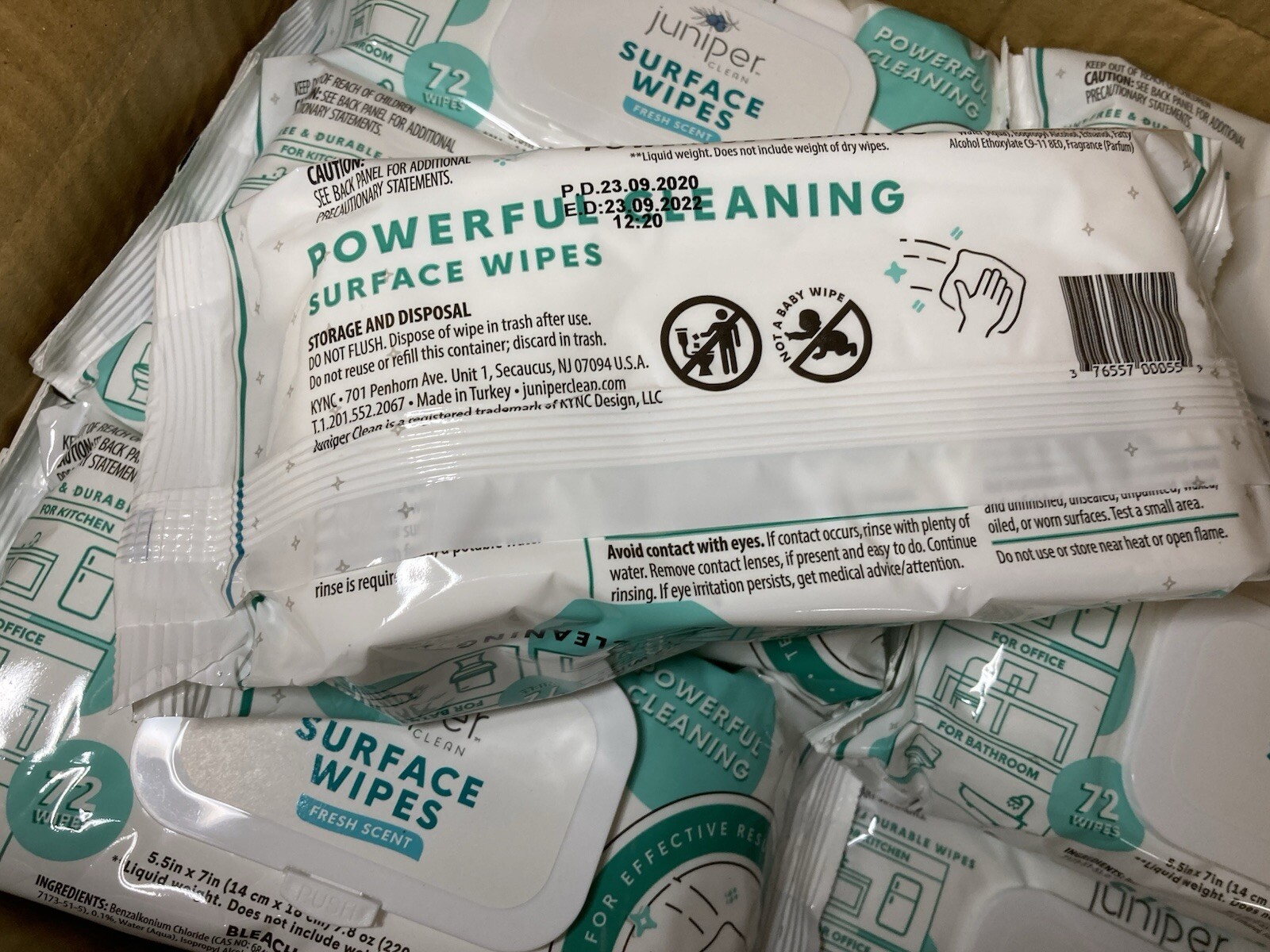 864-JUNIPER CLEAN SURFACE WIPES FRESH SCENT POWERFUL CLEANING WBLEACH 12pks
