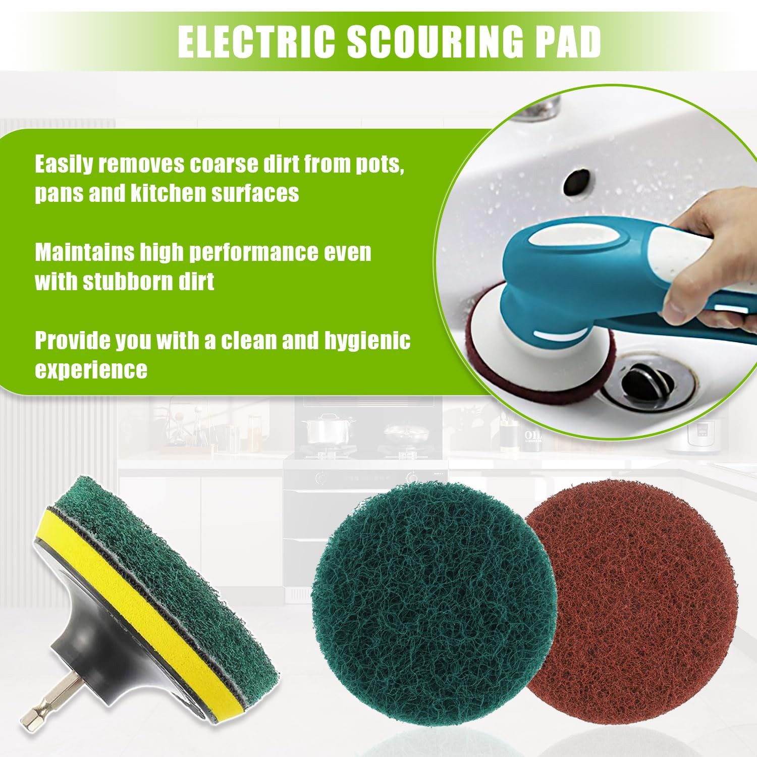 4 Inch Scrub Drill Brush Power Scouring Pads Household Cleaning Set for Kitch…