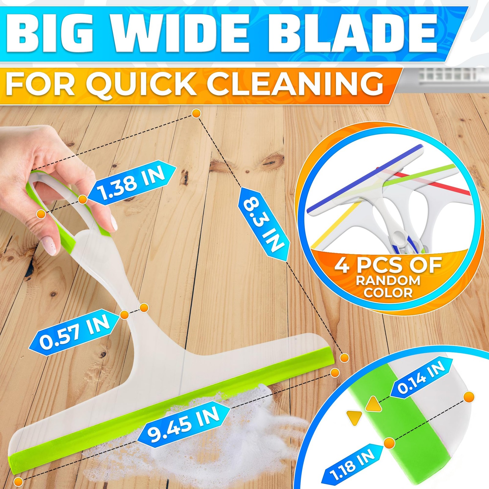 4 Pcs Bathroom Shower Squeegee Glass Door Window Cleaning for Car Home Window