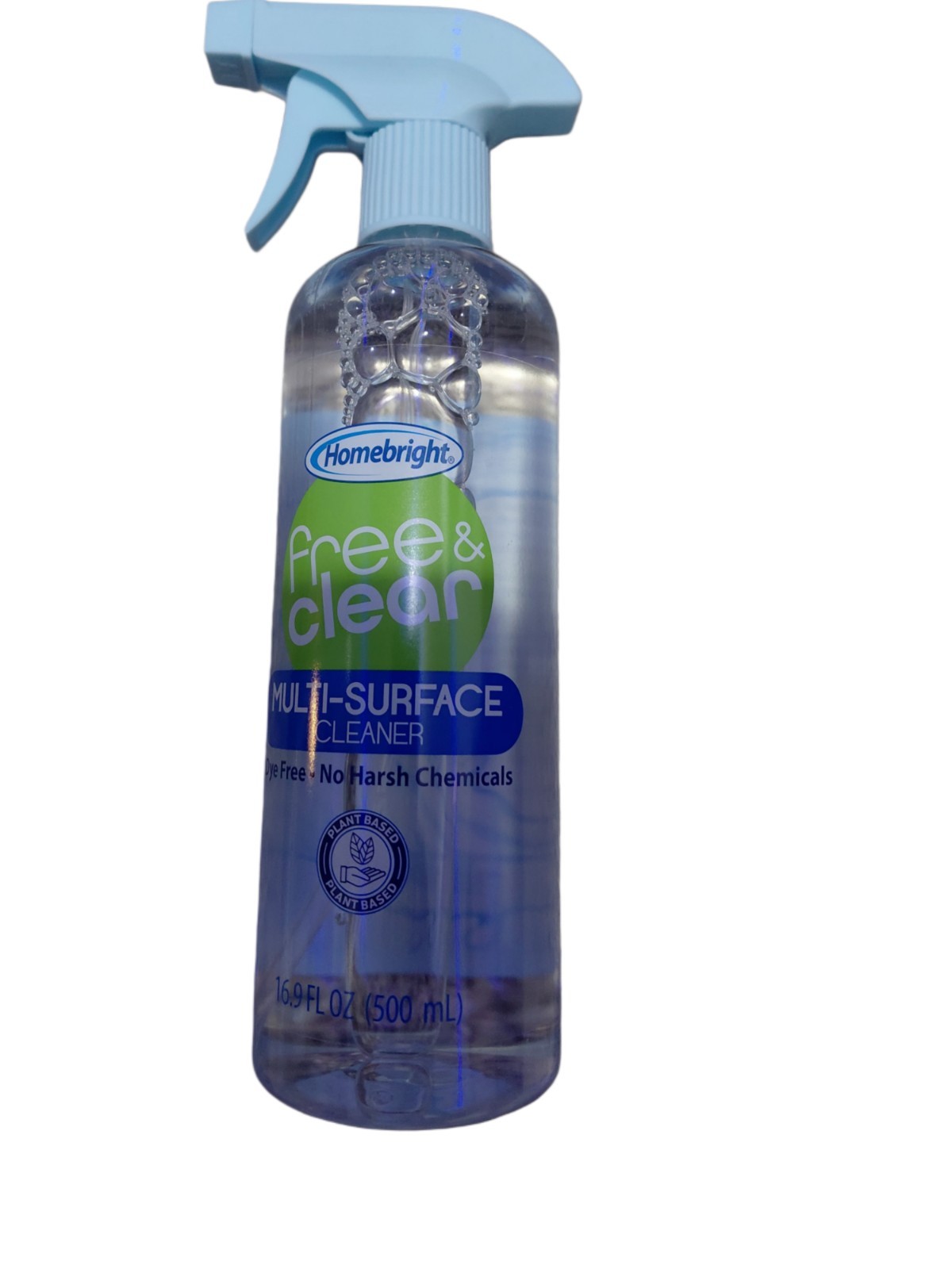 Homebright Free & Clear Multi-Surface Cleaner Spray Plant-Based Dye Free 16.9 oz