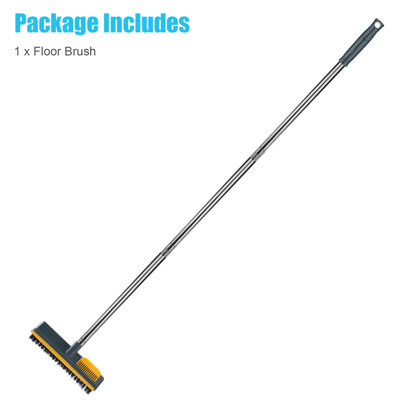 Long Telescopic Handle Floor Brush 3-Section Bathroom Kitchen Cleaning Scrubber