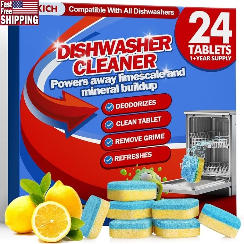 Heavy Duty Dishwasher Cleaner Pods Descaler 24 Count Deep Cleaning Solution New