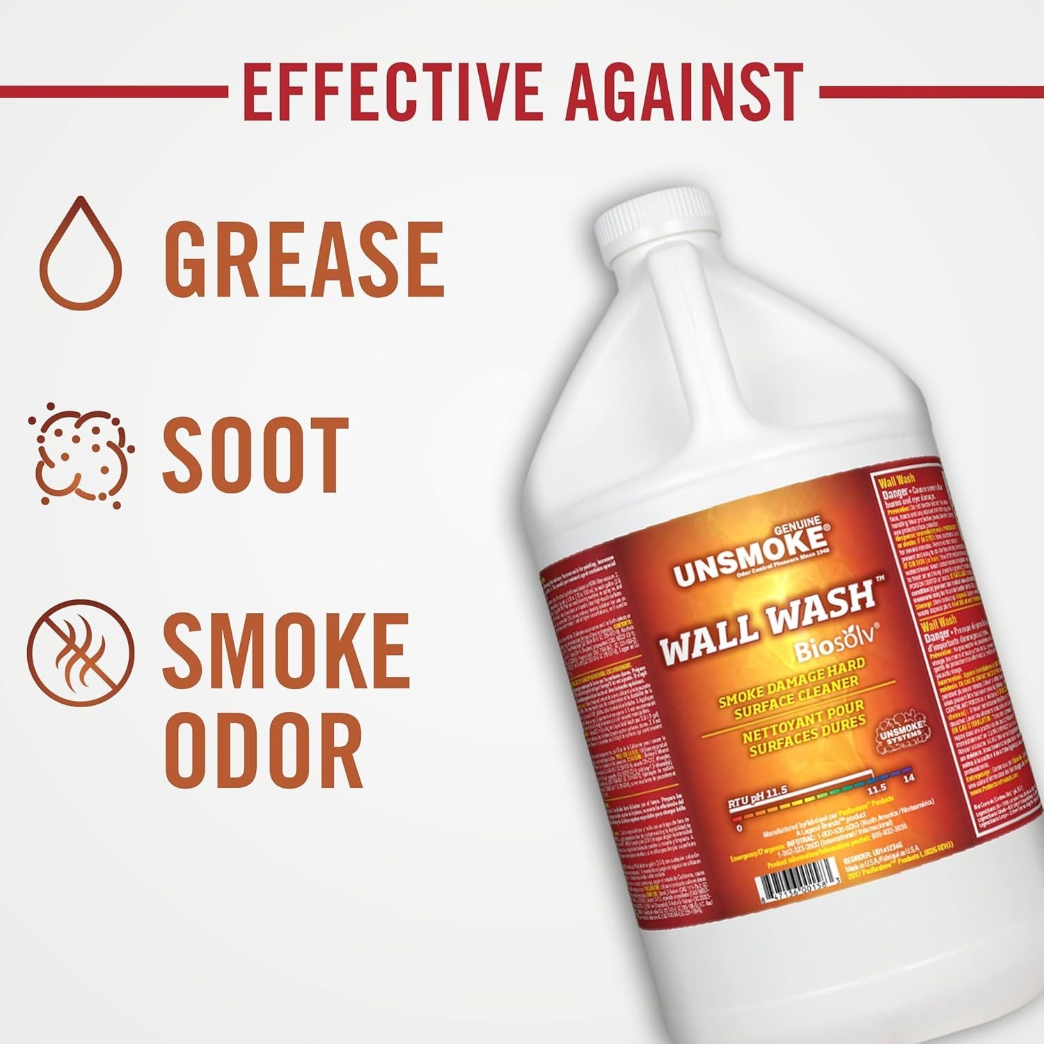 1-Gal Wall Wash with Biosolv – Citrus Multipurpose Degreaser for Smoke Damage