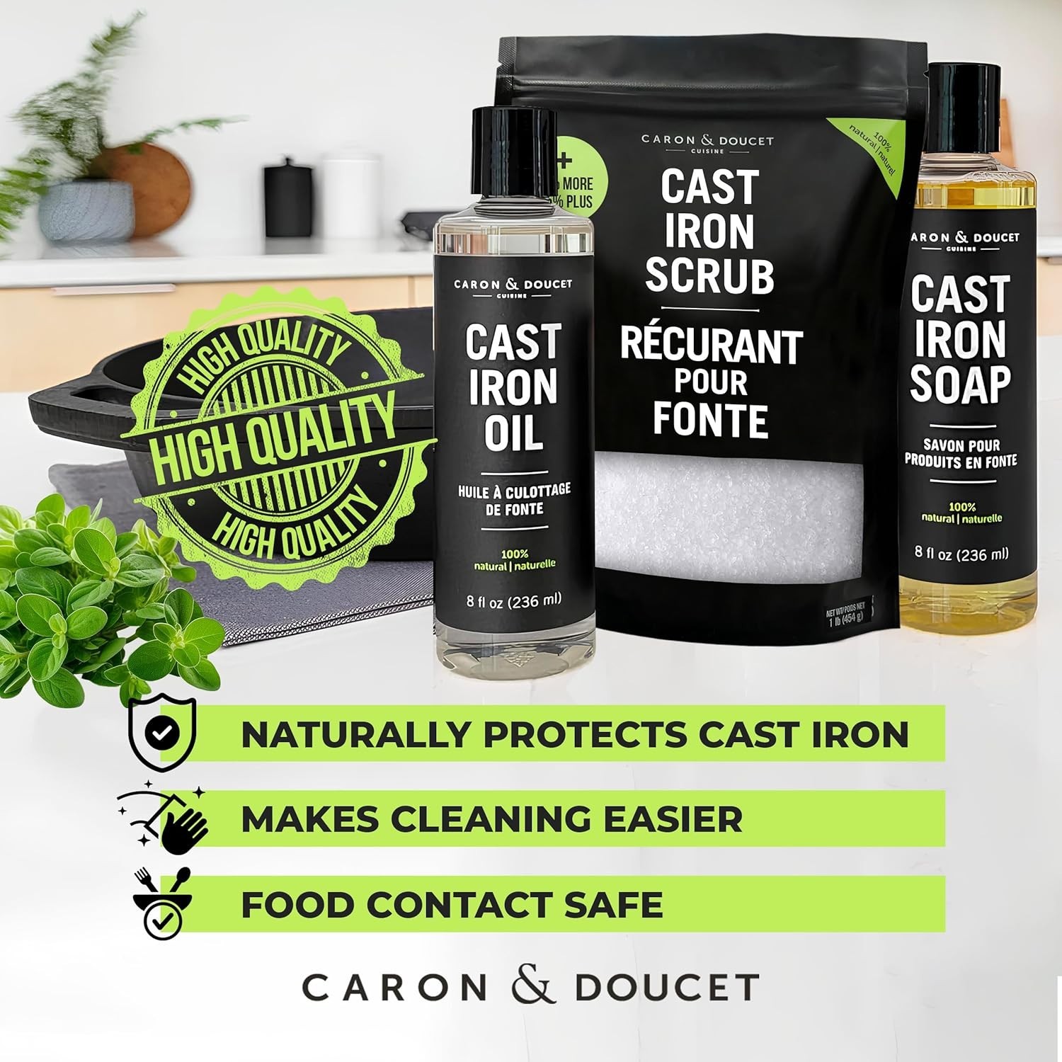 New Ultimate Set: Seasoning Oil, Cleaning Soap & Restoring Scrub | 100% Plant…