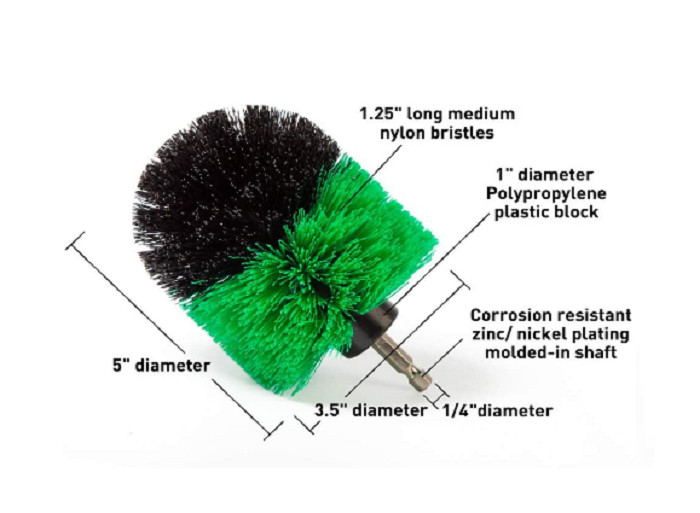 4 PACK Drill Brush SET for Cleaning Kitchen,Stoves,Cabinets Medium Duty GREEN