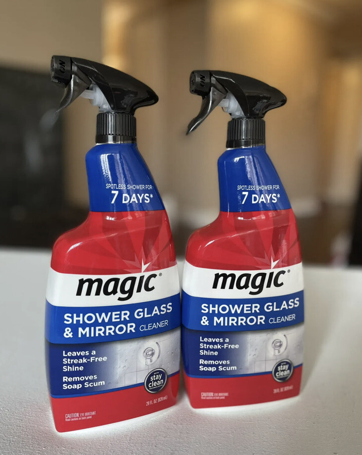 New Set Of 2 MAGIC Shower Glass & Mirror Cleaner Trigger, 28 fl oz Each