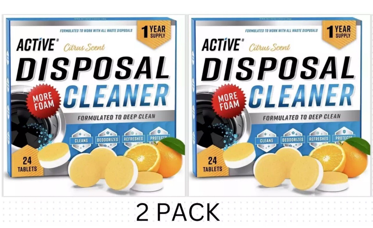 2 PACK Active DISPOSAL Cleaner & Deodorizer Garbage Disposal Sink, 24 Tablets
