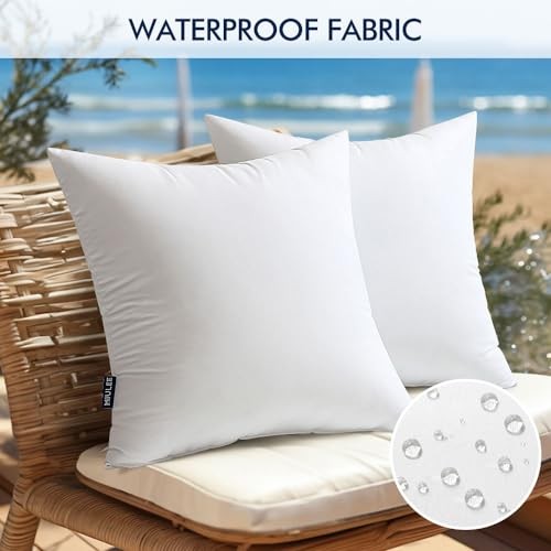 MIULEE 2 Pack 18×18 Inch Outdoor Pillow Inserts Waterproof Decorative Throw Form