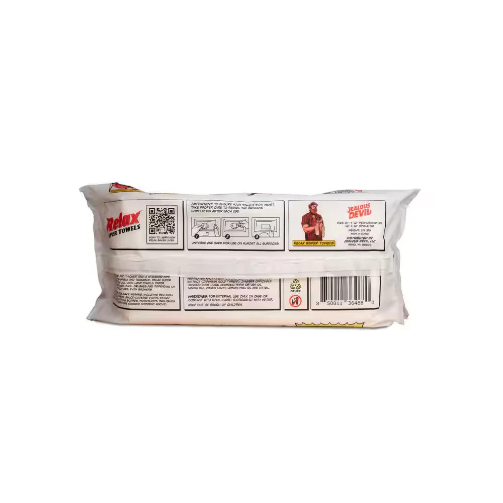 Jealous Devil Relax Super Towels XL Grease Destroying BBQ Wipes 50-Count