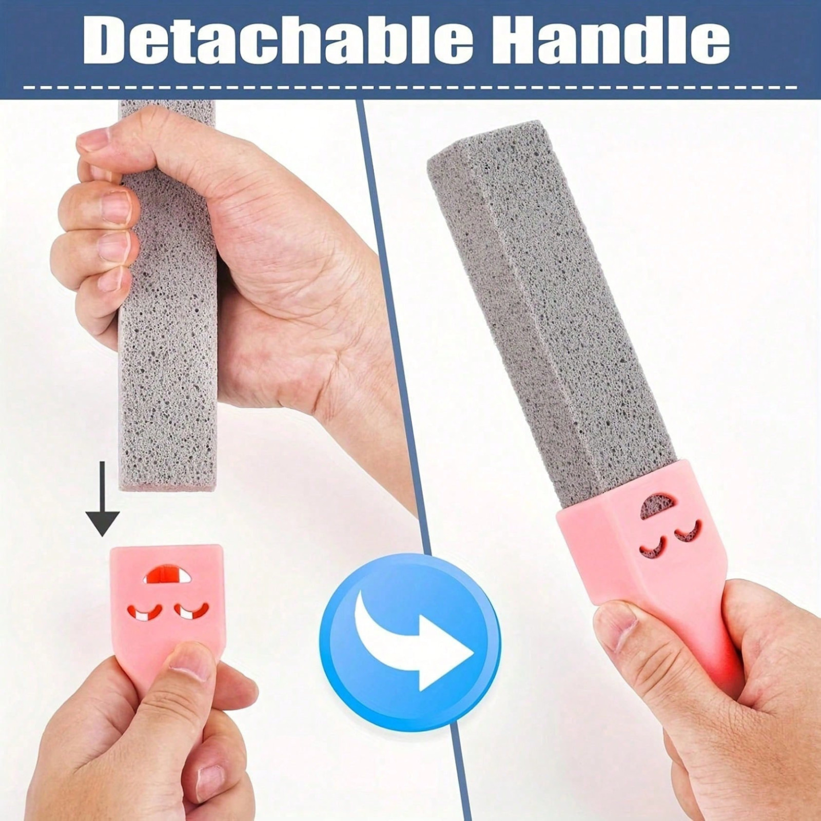 Pumice Stone Cleaning Brush with Replaceable Handle Hard Water Stain Remover US
