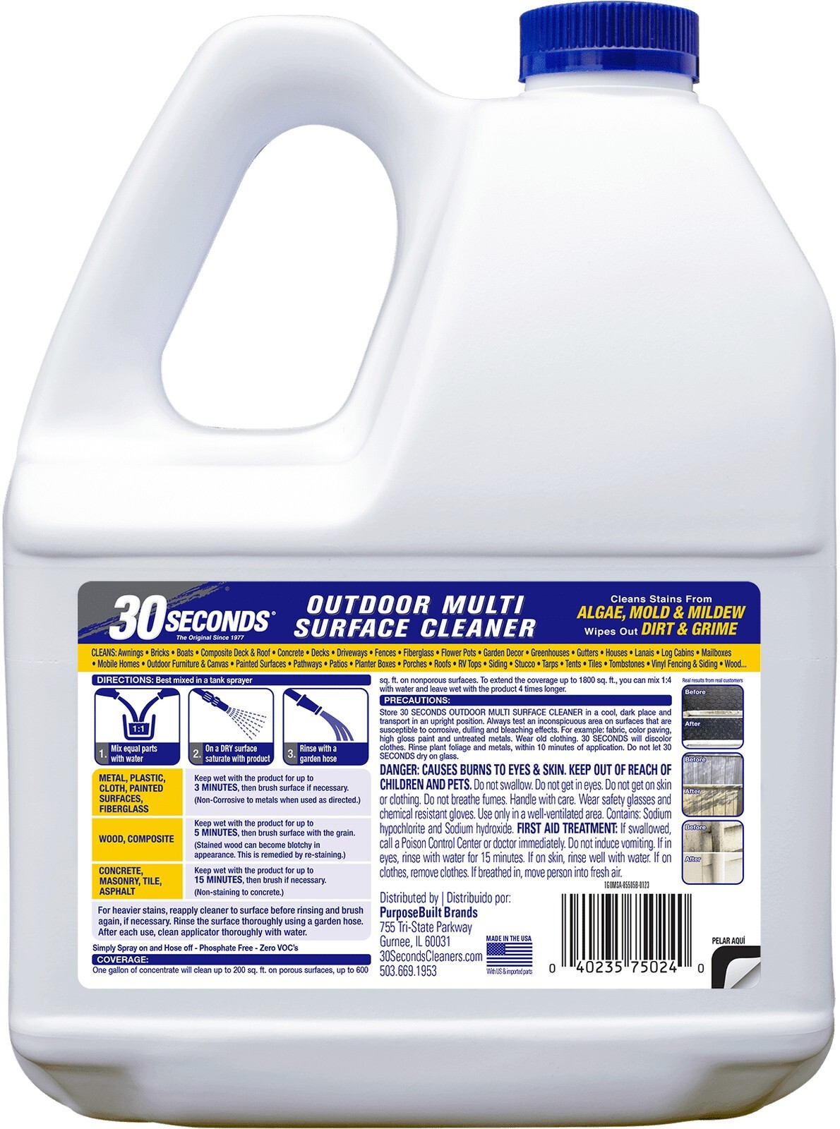 1G Outdoor Multi-Surface Cleaner Cleans Stains Concentrate Roofs Stucco Boats