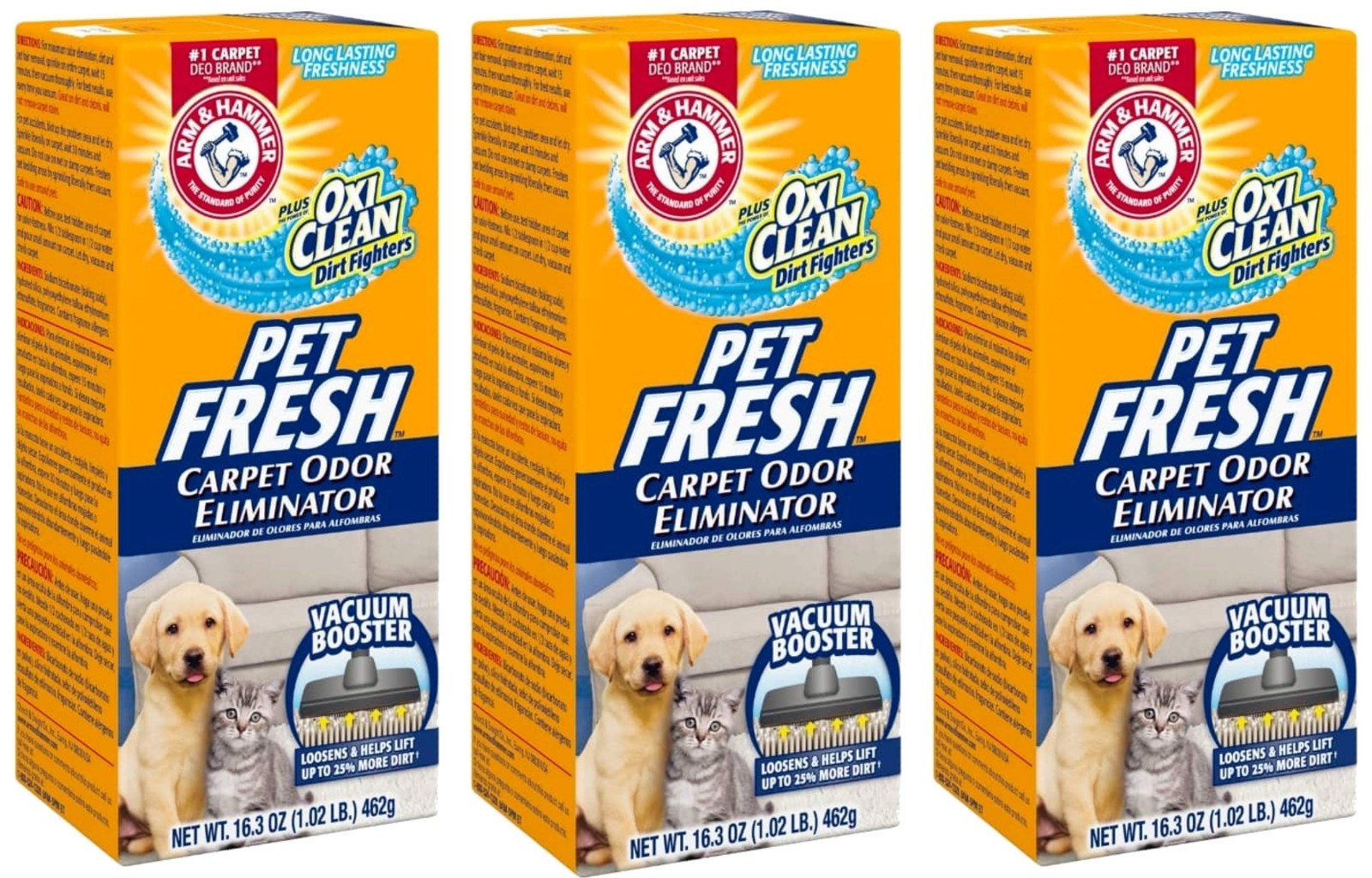 Carpet Odor Eliminator with Oxi Clean – Pet Fresh, 48.9 oz, 3-Pack, Dirt Fighter