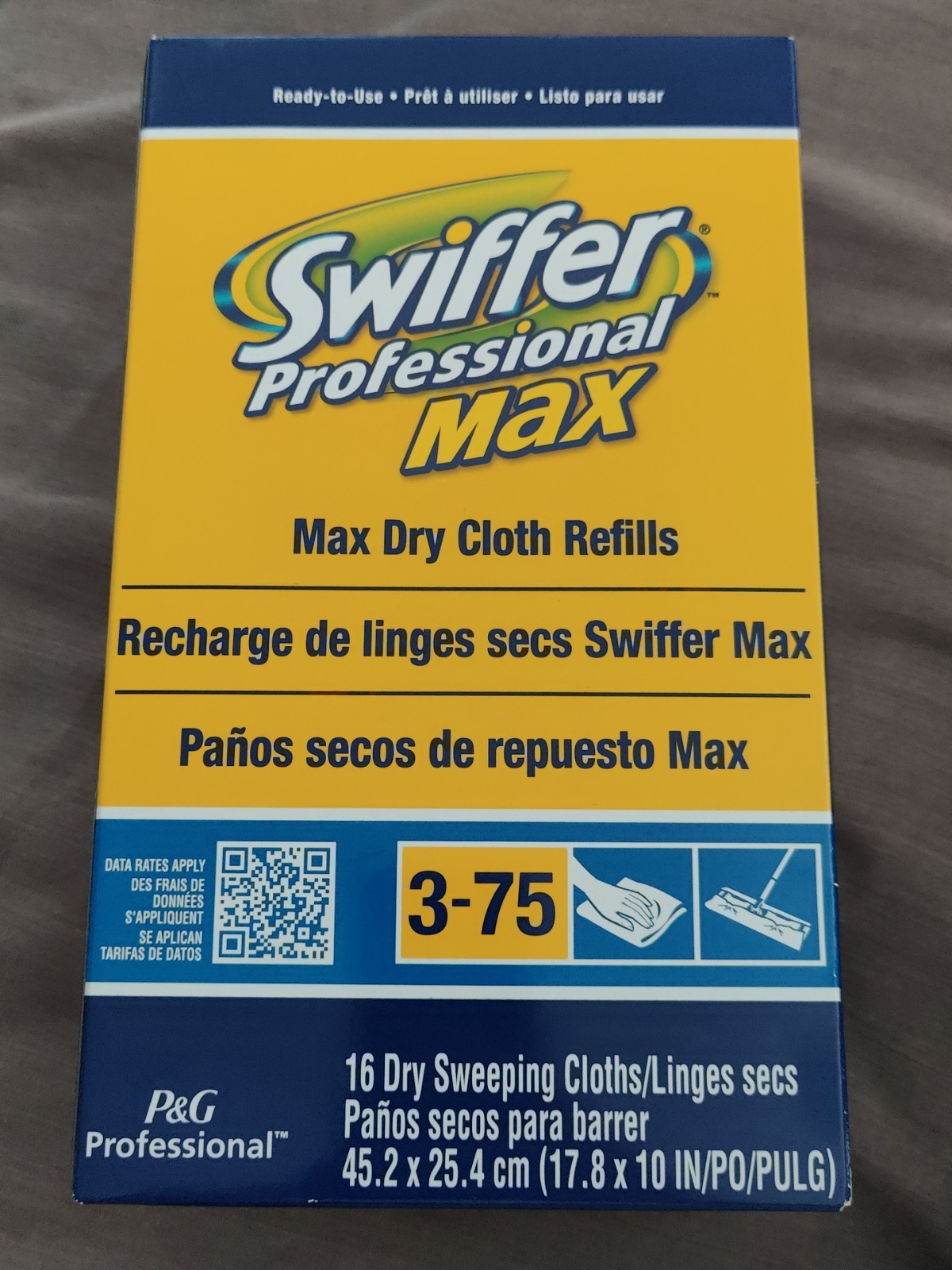 1 Box Swiffer Professional Max Dry Sweeping Cloth Refill 17.8″ x 10″ White 16/BX
