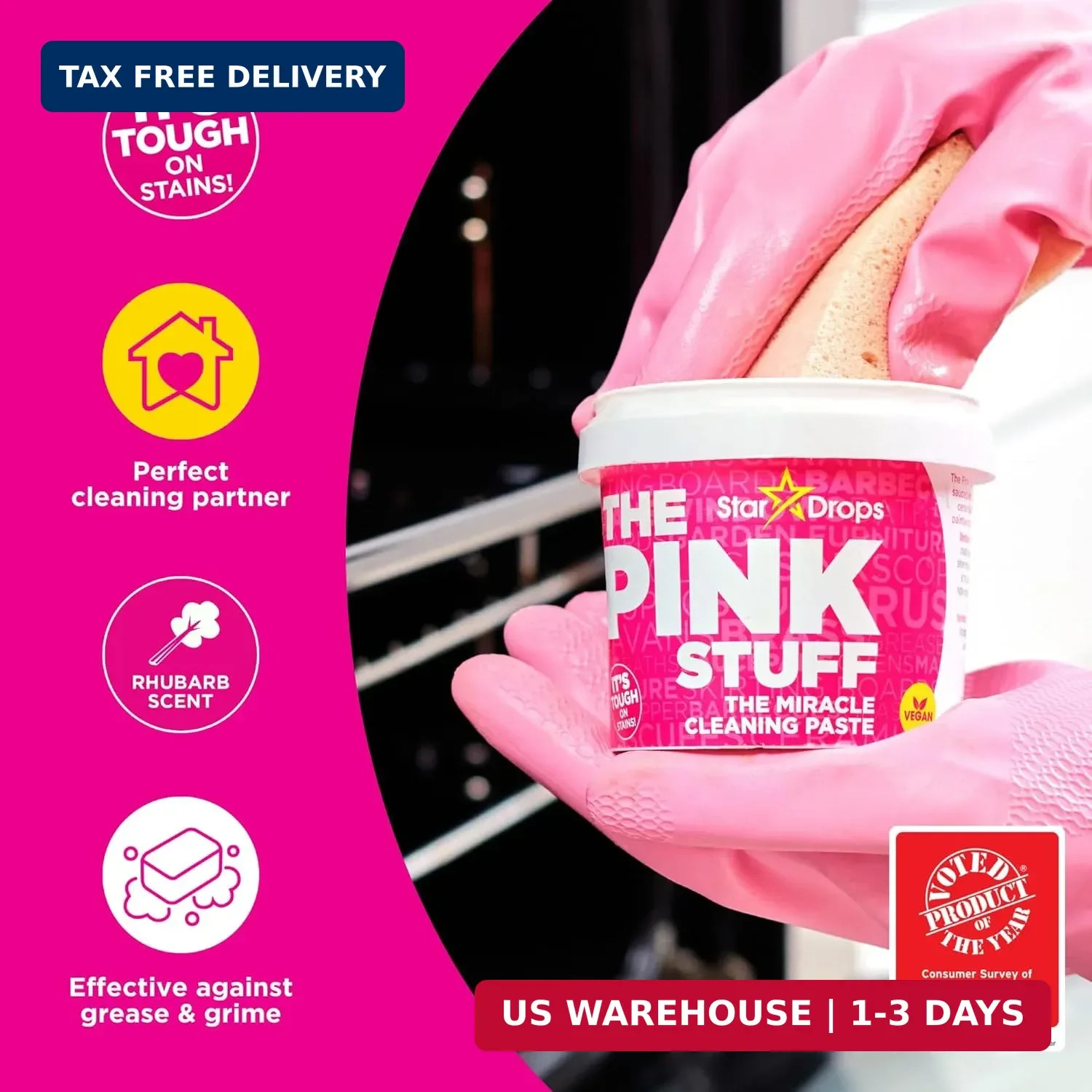 The Pink Stuff Cleaning Paste 500g, Multi Purpose Cleaner for Kitchen