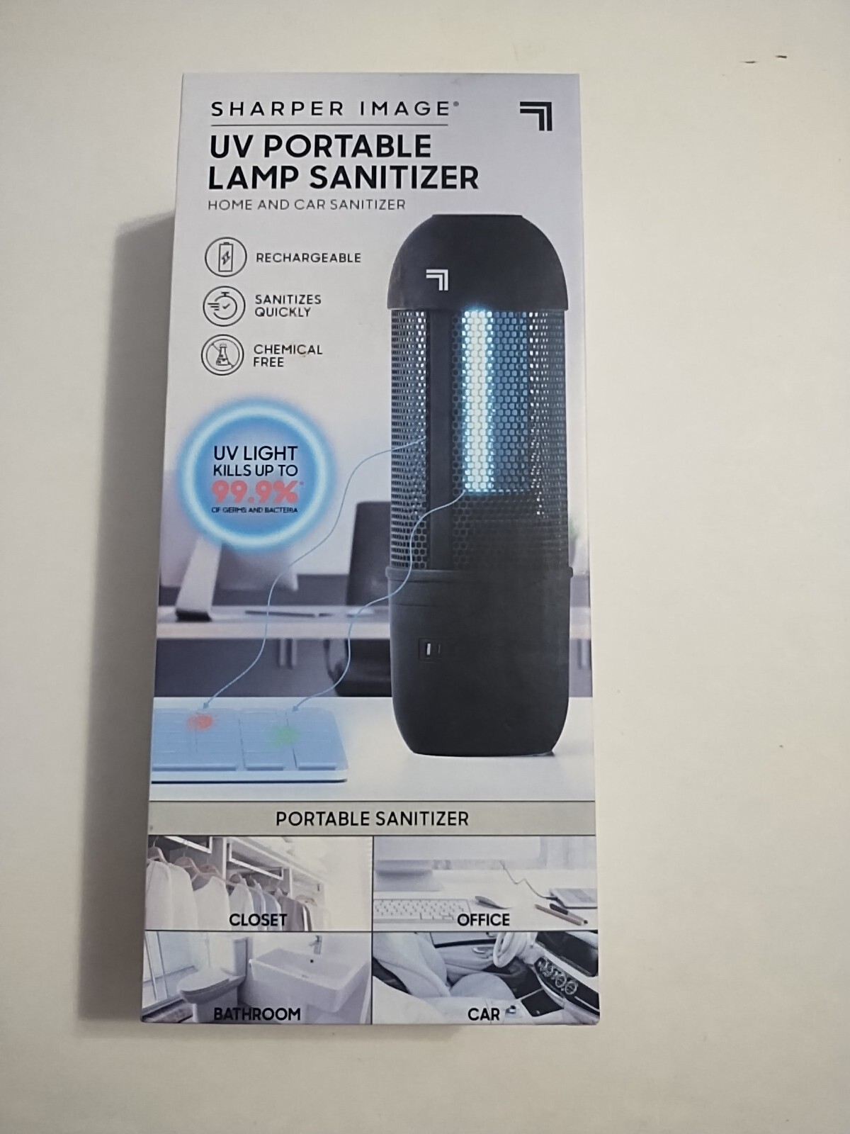 SHARPER IMAGE portable rechargeable LAMP SANITIZER for home, auto, office