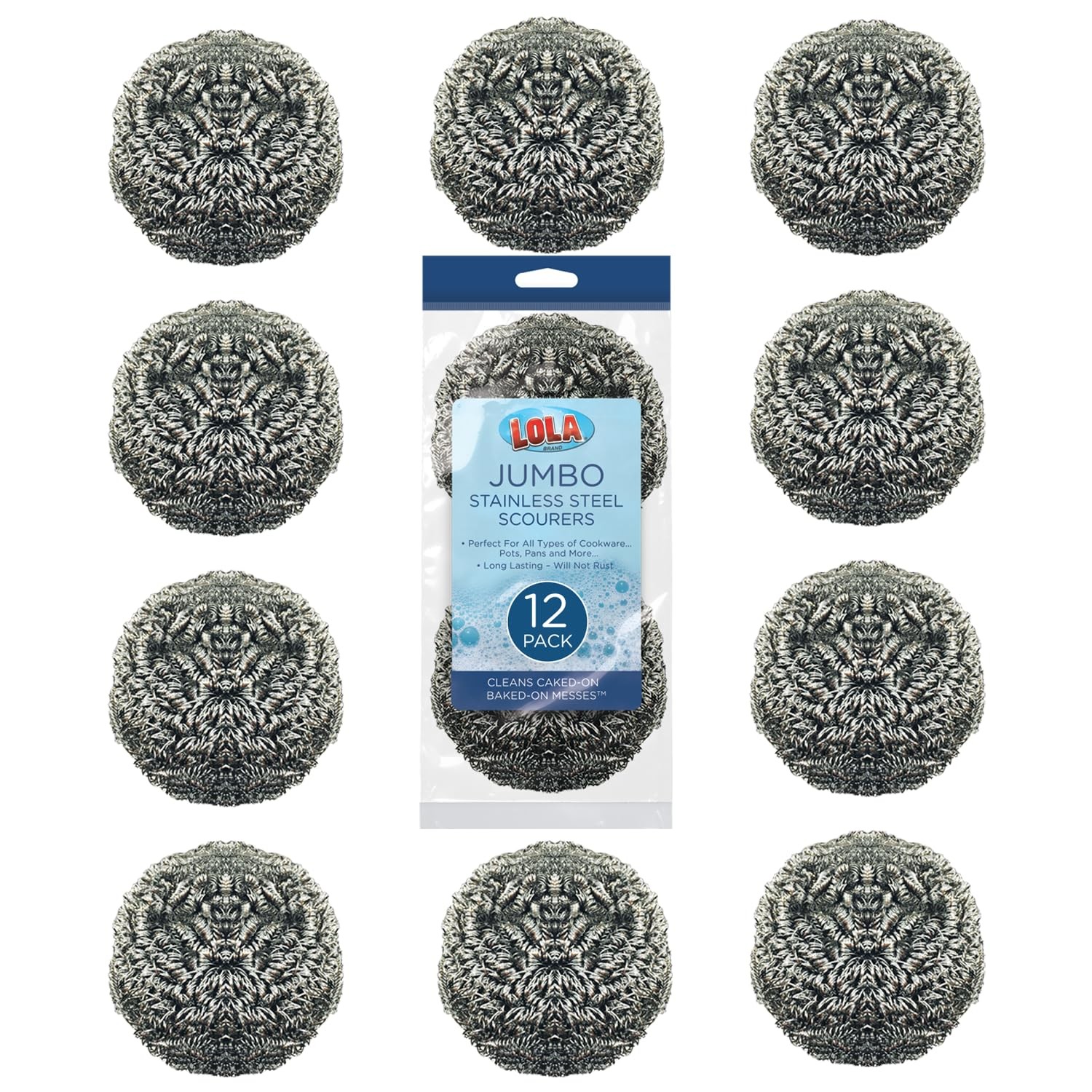 Products Jumbo Stainless Steel Scourer, 35 Grams- Curled Flat Wire, Rust Proo…