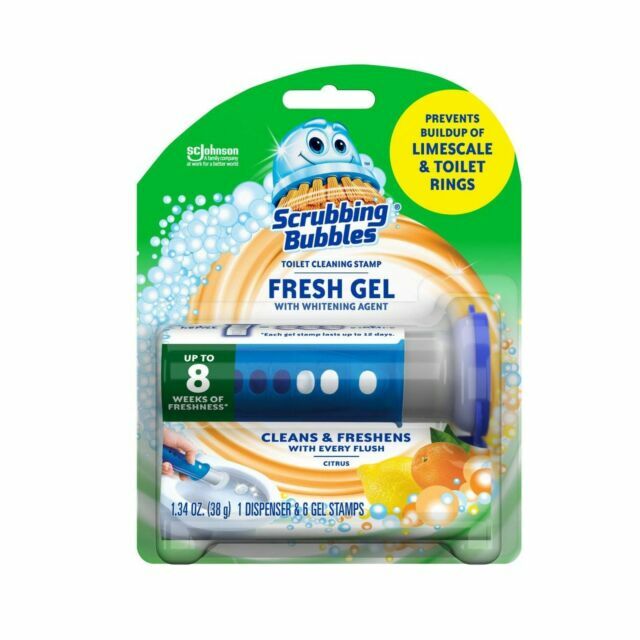 (4) Scrubbing Bubbles Fresh Gel Toilet Cleaning Stamp Citrus Pack of 4!!!