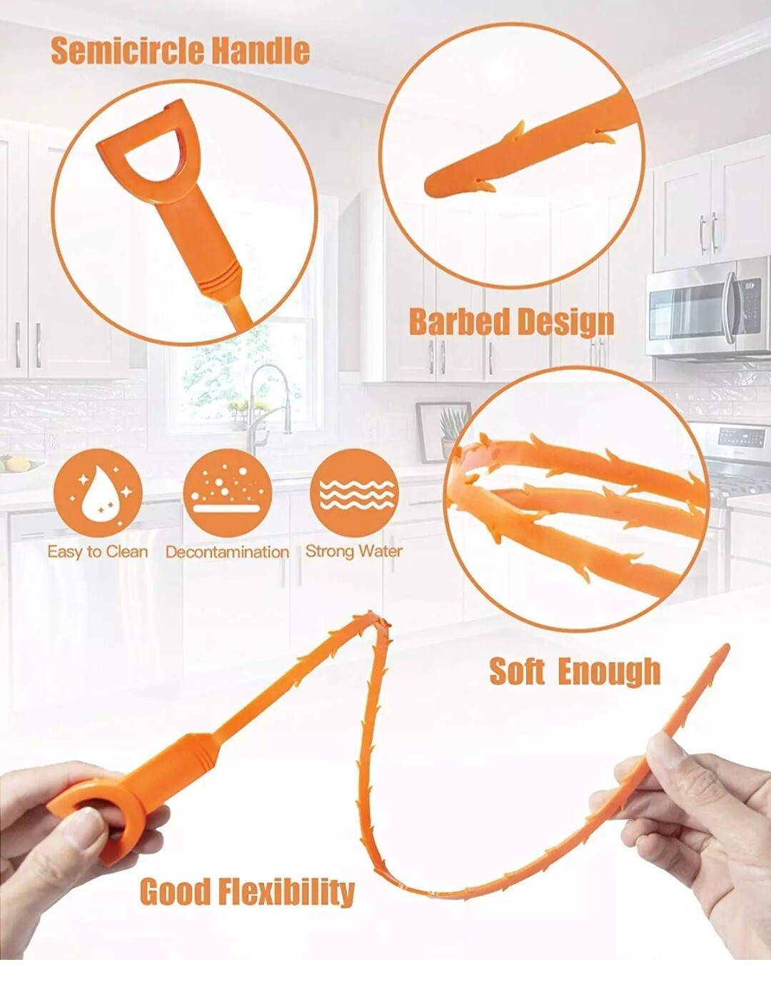 6+1 pcs Hair Drain Cleaner Tool 25″ Snake Drain Clog Remover Tools for Sink Tube
