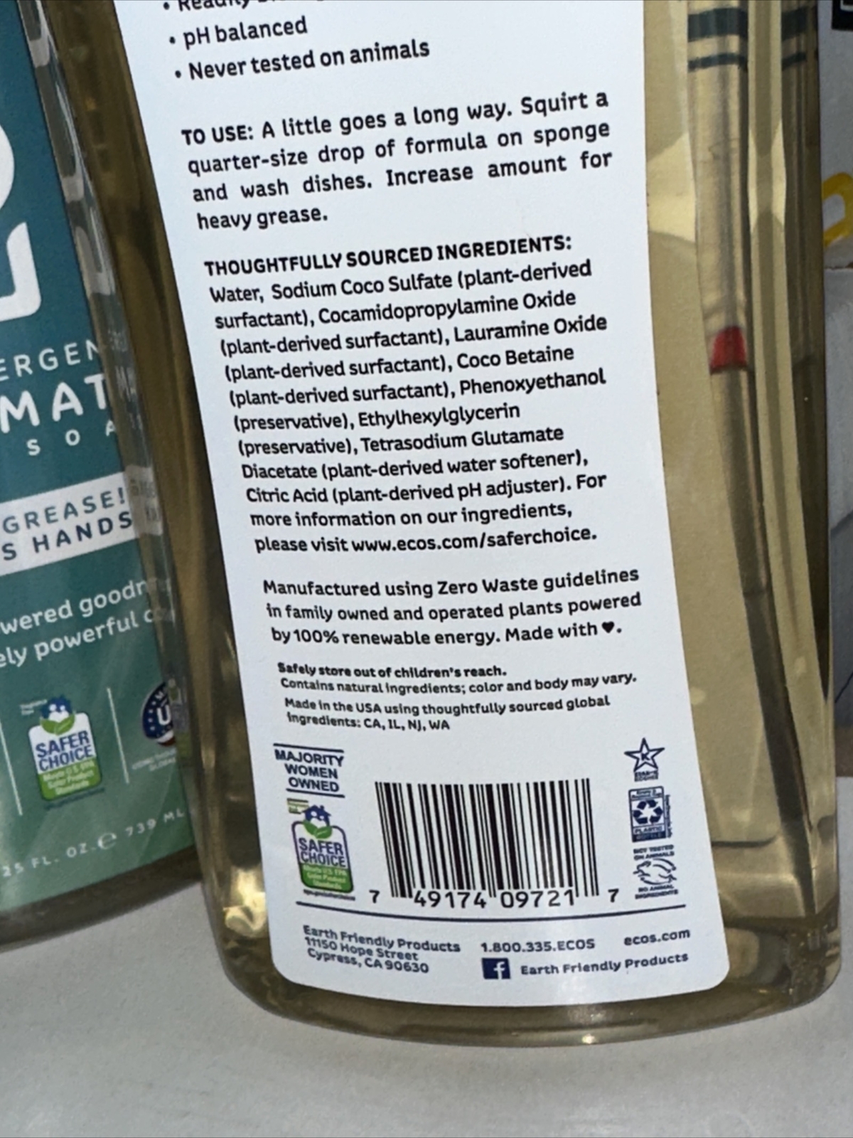 ECOS 25oz. x 2- FREE & CLEAR HYPOALLERGENIC DISHMATE