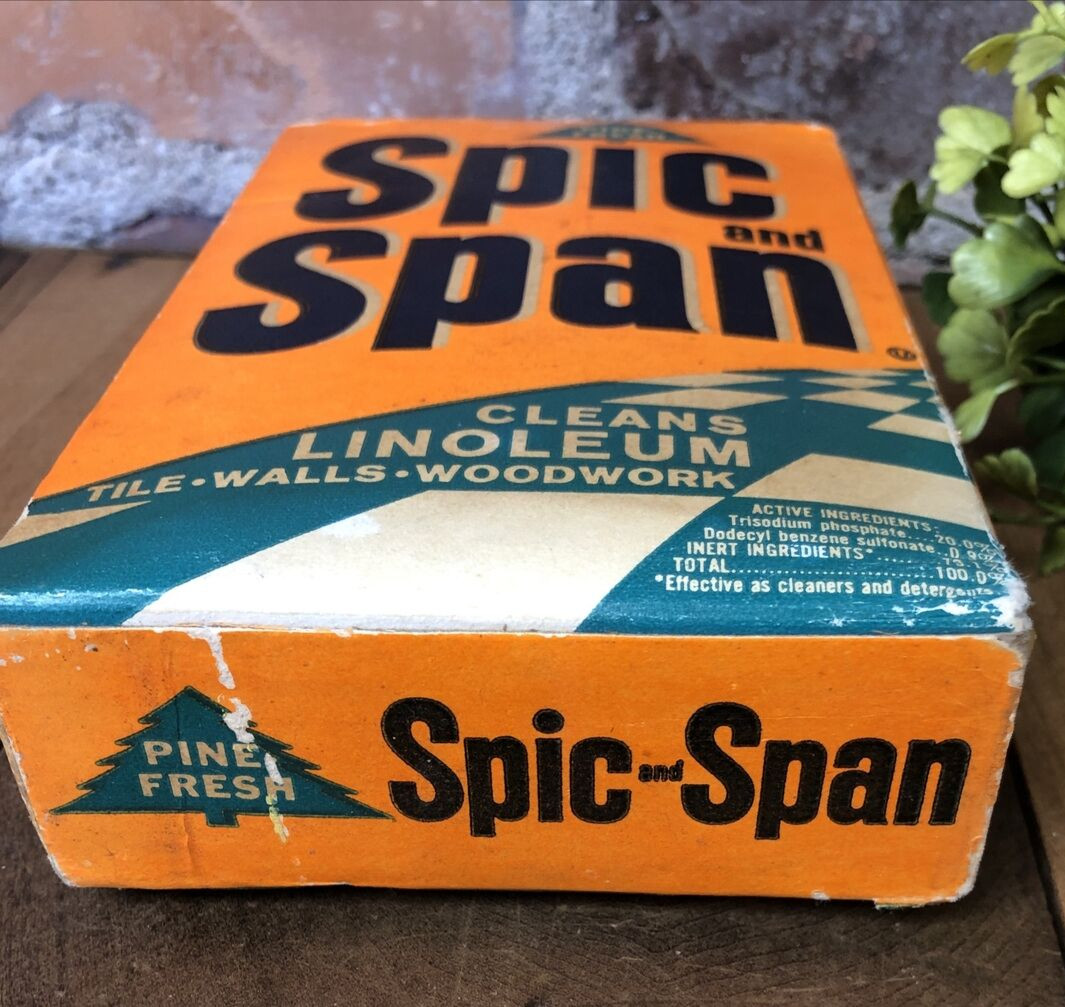 Vintage 50s Sealed SPIC and SPAN Box Soap Powder Cleaner Movie Prop Display