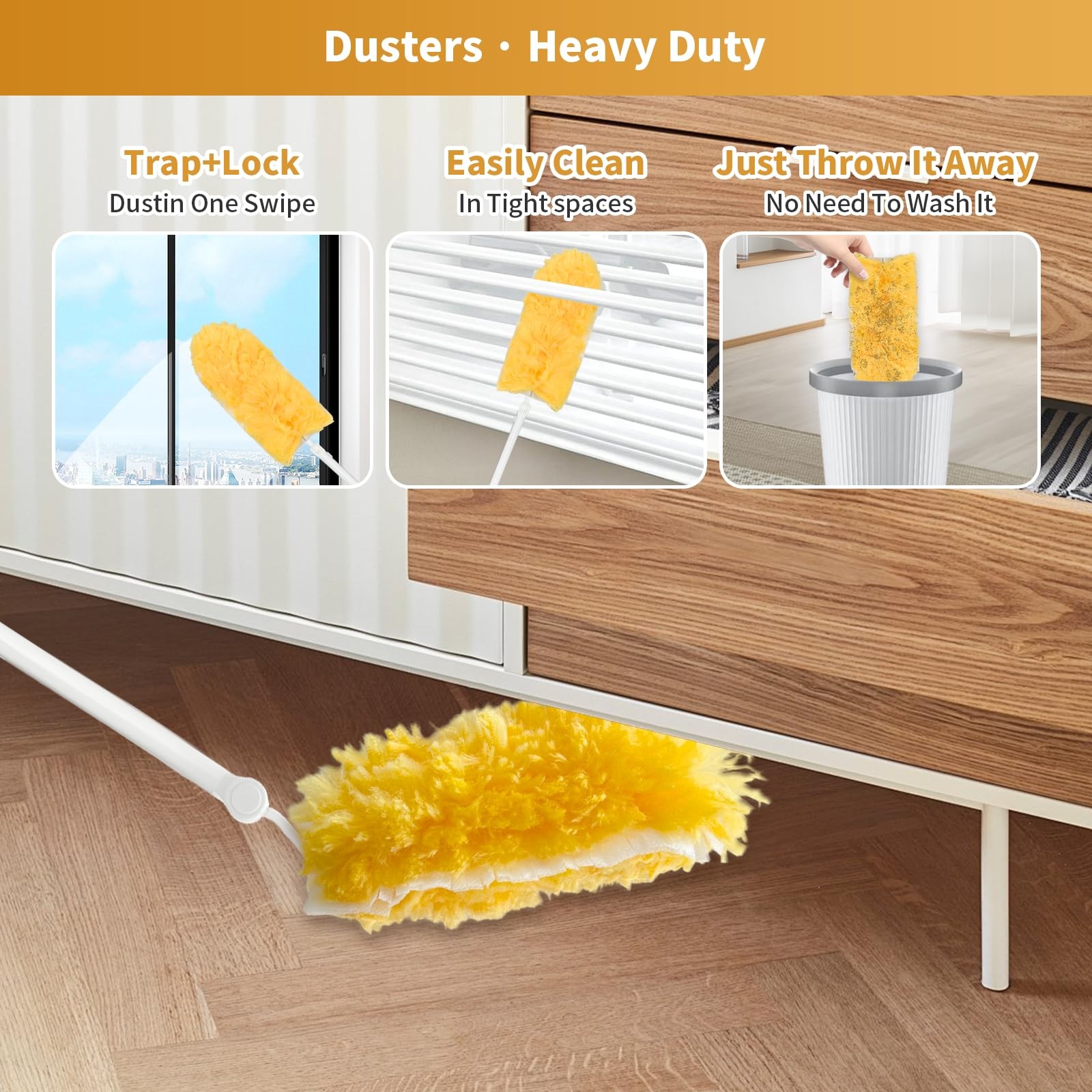 50 Pack Duster Refill with 1 Extendable Handle, 360 Heavy Duty Duster Kit wit…