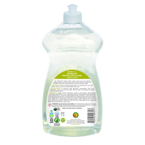 Ecos Pl9721/6 Dish Soap, Hand Wash, 25 Oz, Bottle, Liquid, Unscented,
