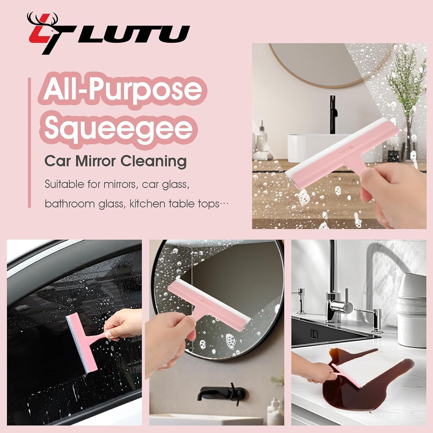 5″ Silicone Shower Squeegee for Glass Doors & Car Windows – Small & Mini Size