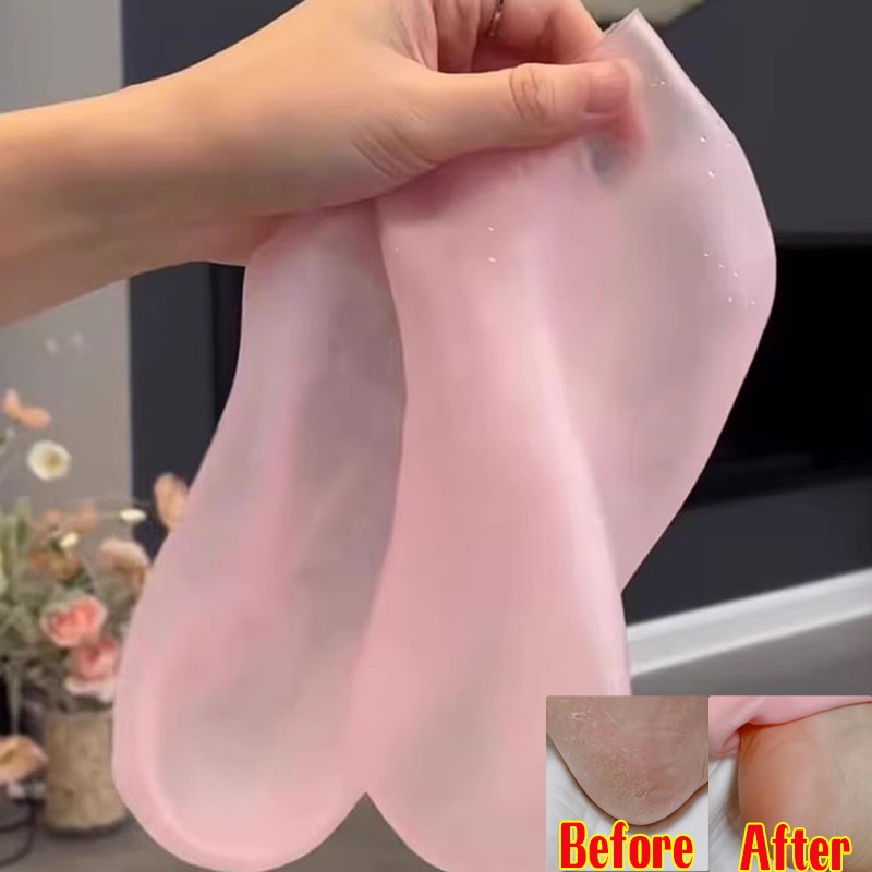 2 Pair Full Length Silicone Gel Moisturizing Socks Foot Care Protector Free Ship