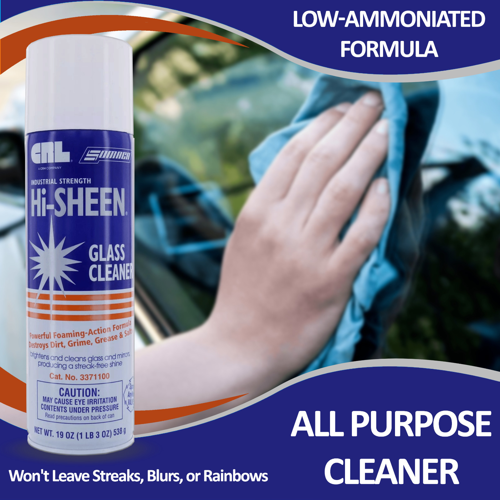 Somaca Hi Sheen Glass Cleaner, Windows, Mirrors, Chrome Stainless Steel, 12 Cans