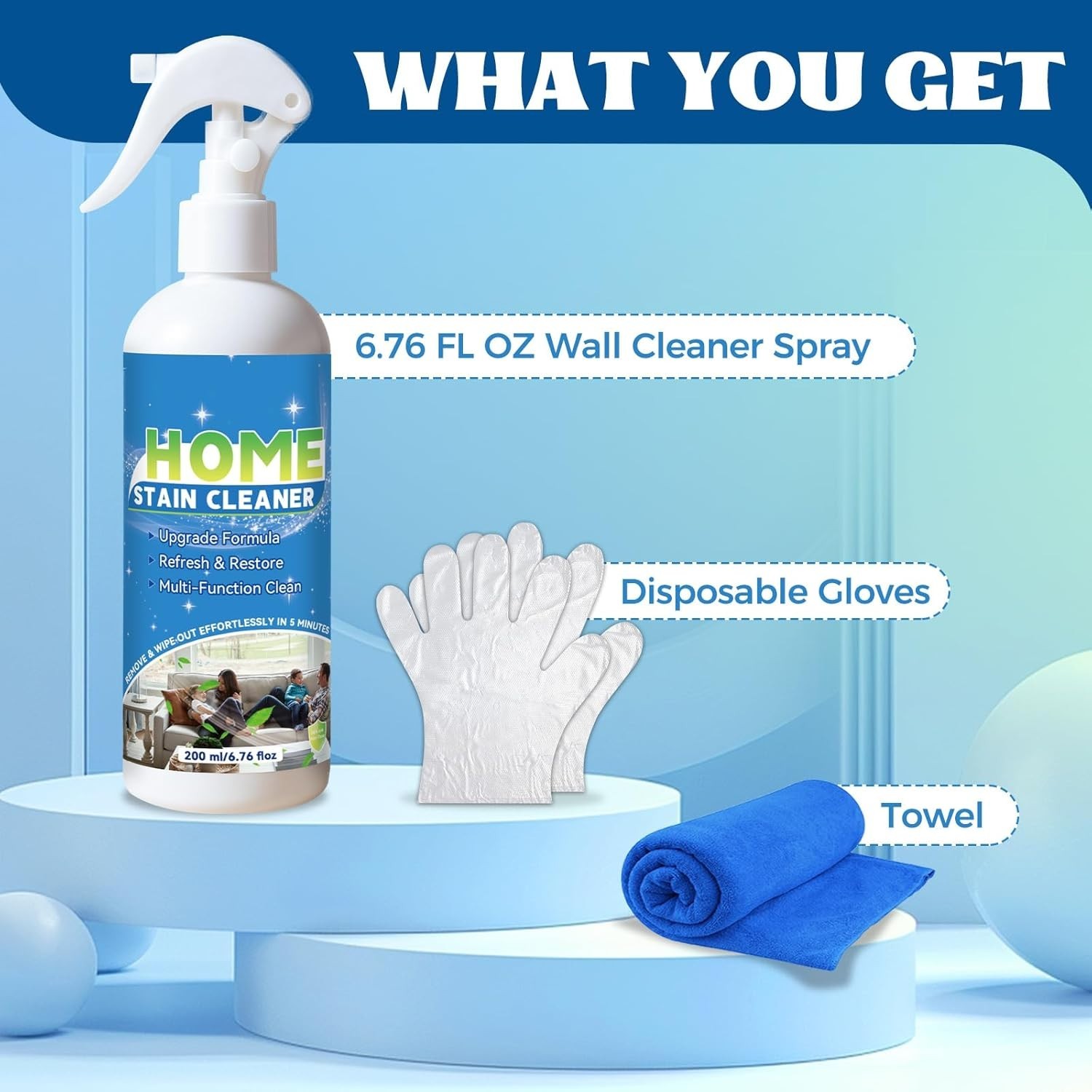Multipurpose Wall Cleaner Spray – Mold Stain Cleaner for Home Surfaces – Bathroo