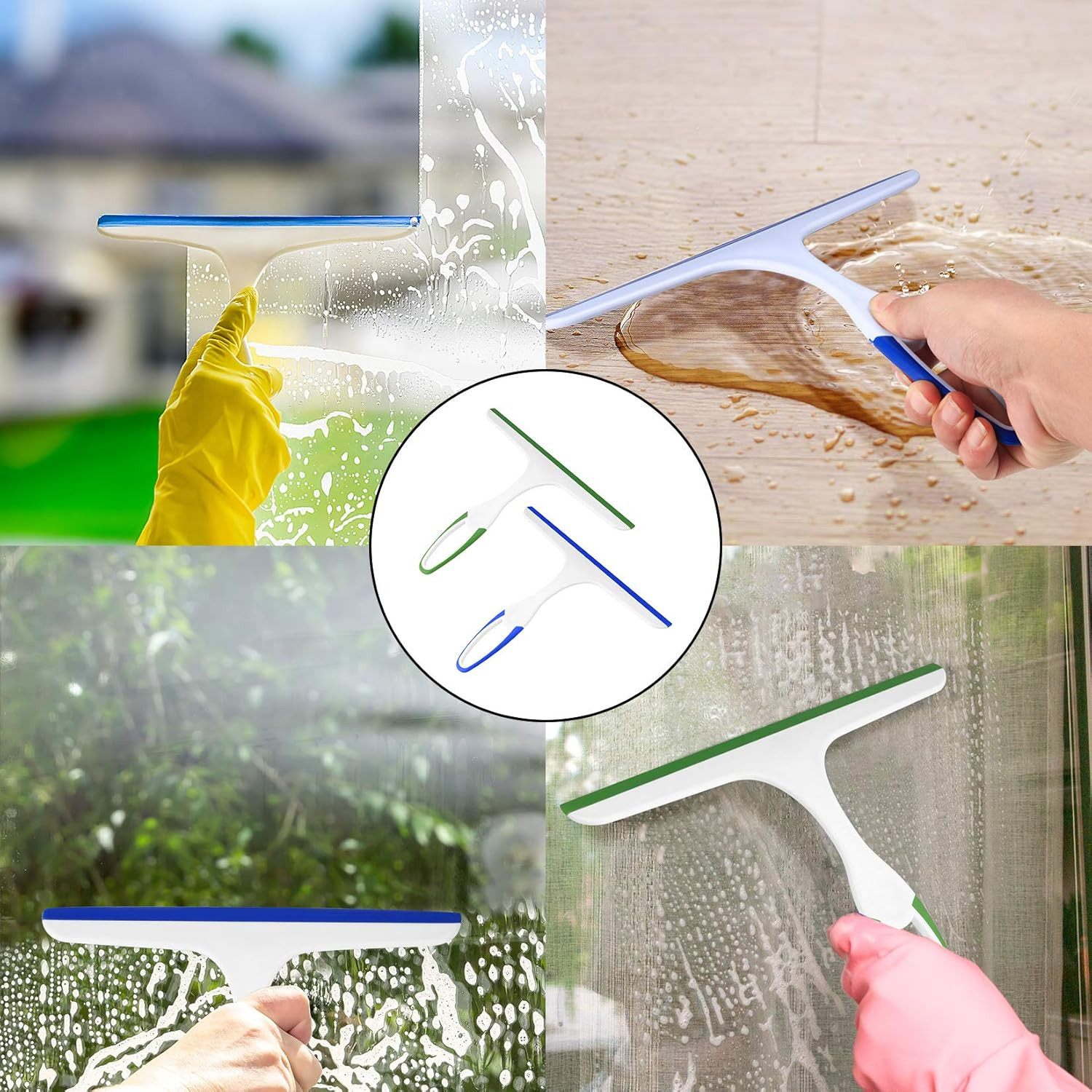 2 Pcs Shower Squeegee for Shower Glass Doors,Car Window Windshield Mirror Tile C