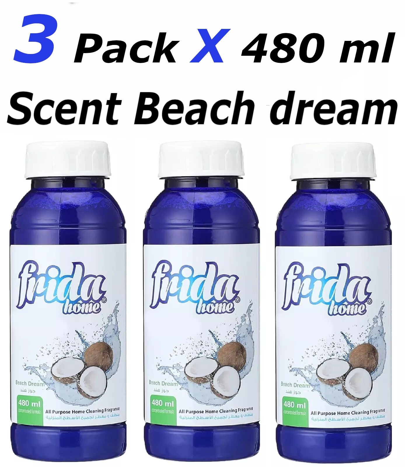 Frida Home All Purpose Home Cleaning Fragrance ,Beach dream ( 3 Pack X 480 ml )