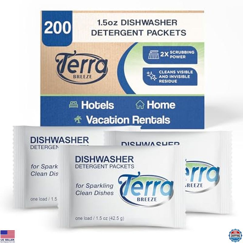 Automatic Dishwasher Detergent Powder 1.5 oz Packets – 200 Count