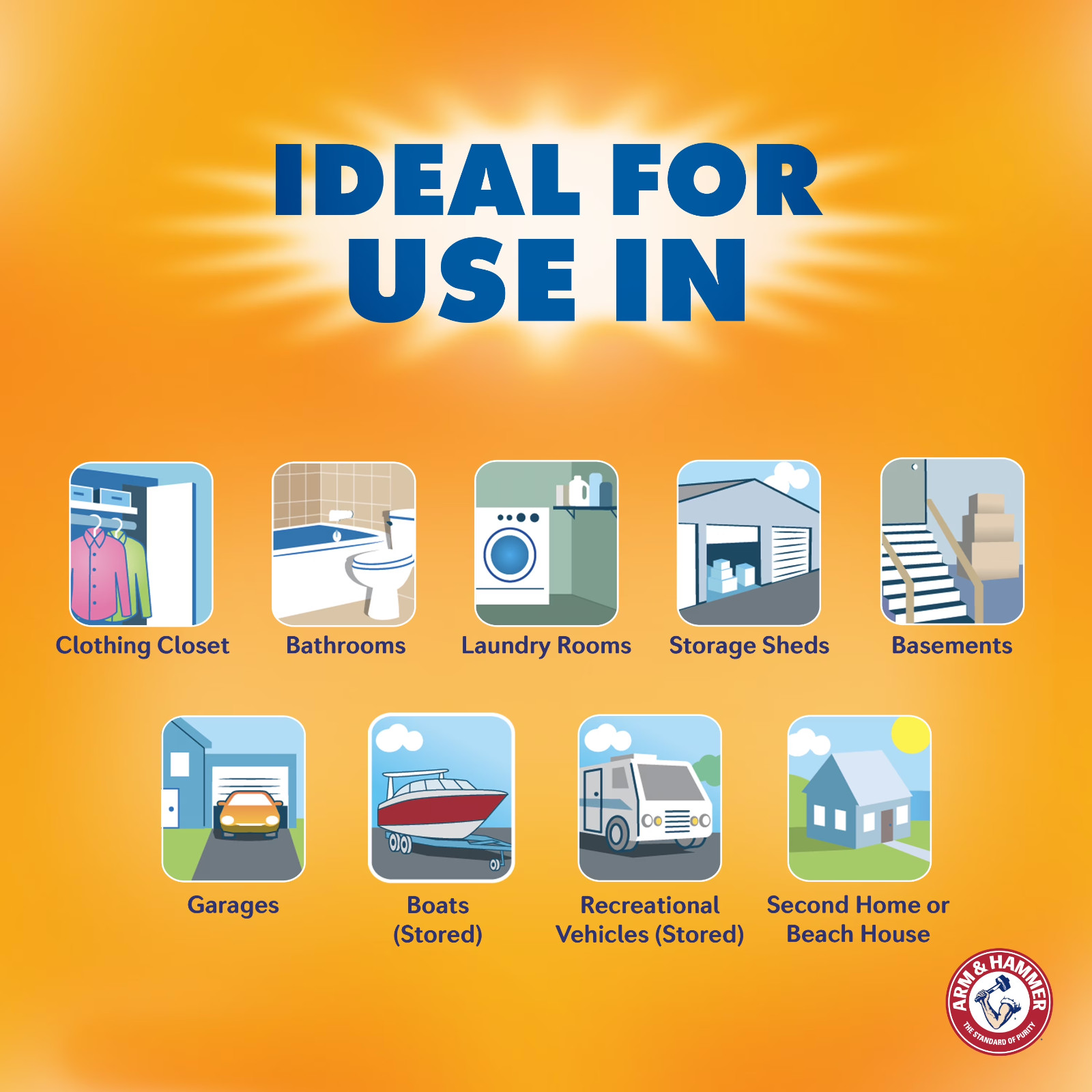(4 pack) Arm & Hammer Moisture Absorber Hanging Bag – 16 oz, 2 pack, Clean Burst