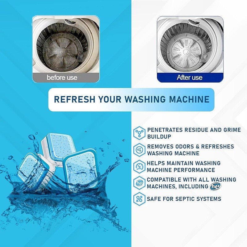 Powerful Washer Cleaner Tablets Eco-Friendly Odor Remover Deep Clean 24 Count US