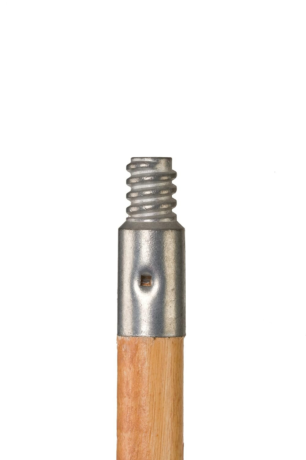 Lacquered-Wood Broom Handle with Threaded Metal Tip, 60″, Natural for Floor Clea