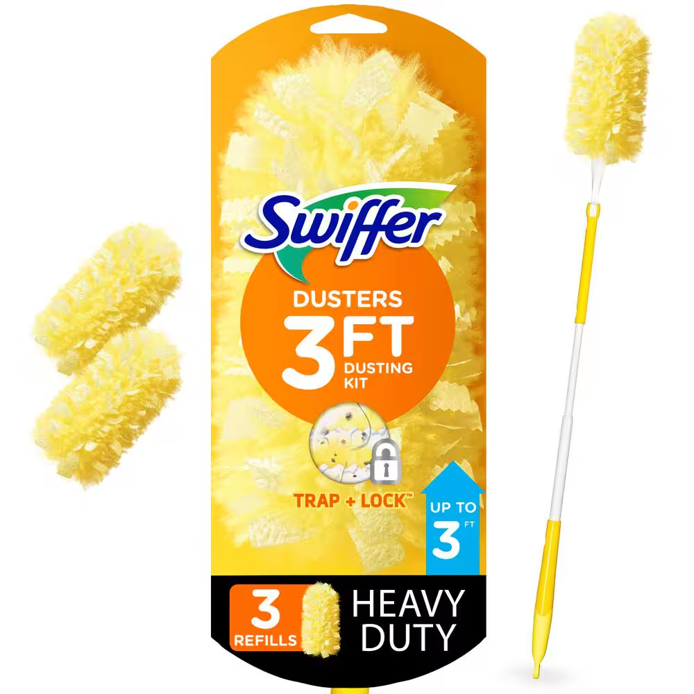 Heavy Duty Extendable Handle Dusting Kit (1-Handle, 3-Dusters)